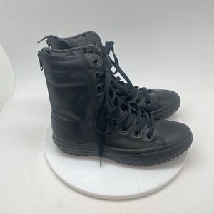 Converse Chuck Taylor All Star Hi-Rise Boots Womens 7 Black Rubber Zip 549591C